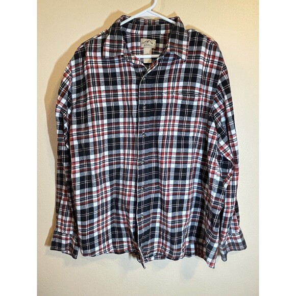 Blue Mountain Men’s Red Black White Plaid Button Down Shirt Size Large - Picture 1 of 5